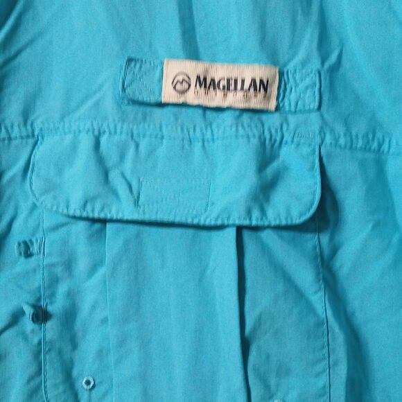 Magellan Outdoor Fish Gear Relaxed Fit turquoise button down shirt  Sz 2X - Picture 4 of 6